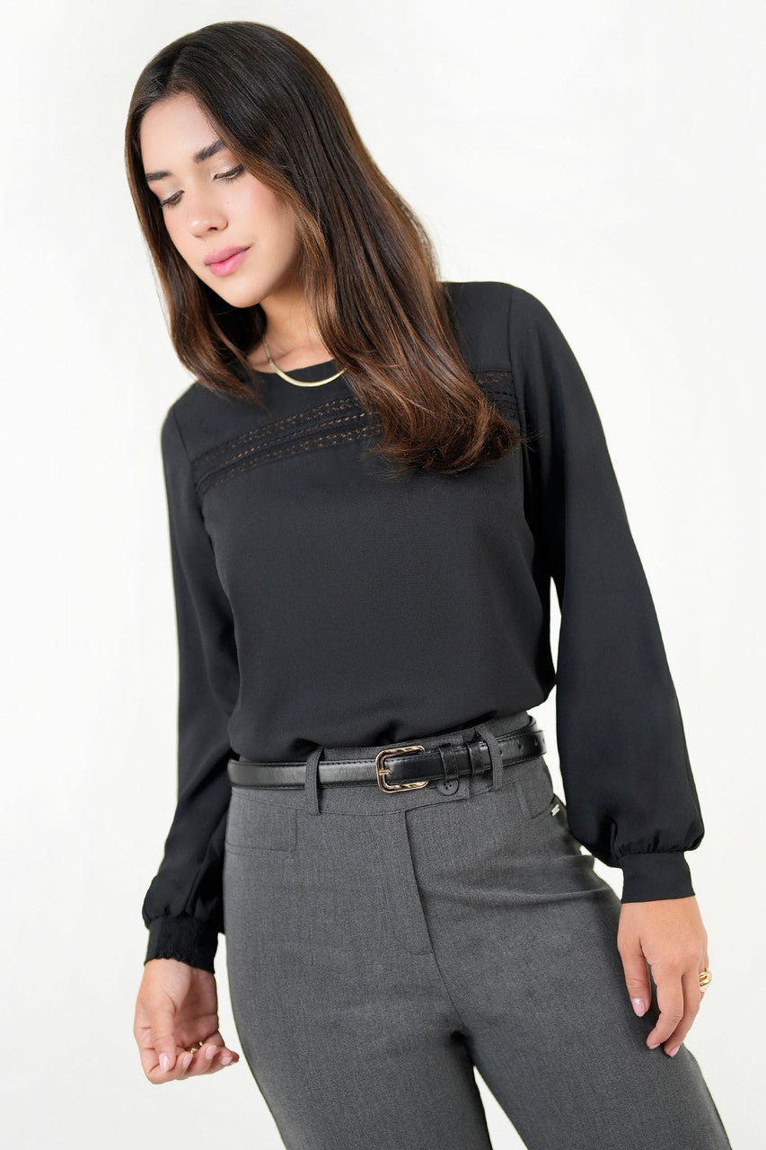 Blusa Manga Larga Gasa Crepe