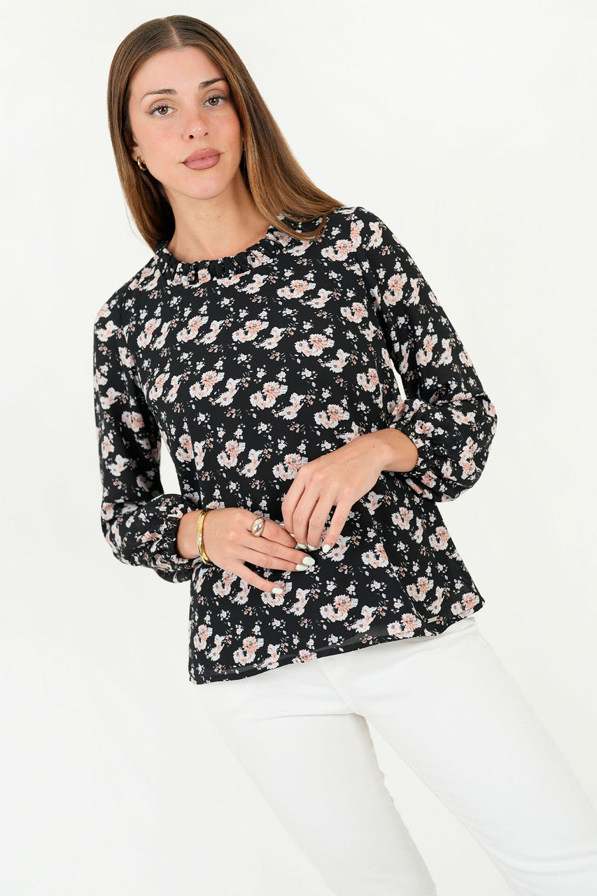 Blusa Manga Larga Gasa Estampada