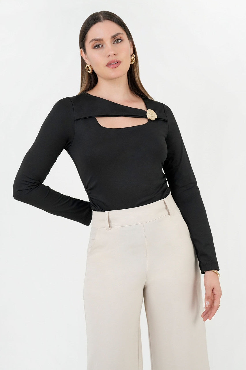 Polo Manga Larga Lycra con Escote Cruzado