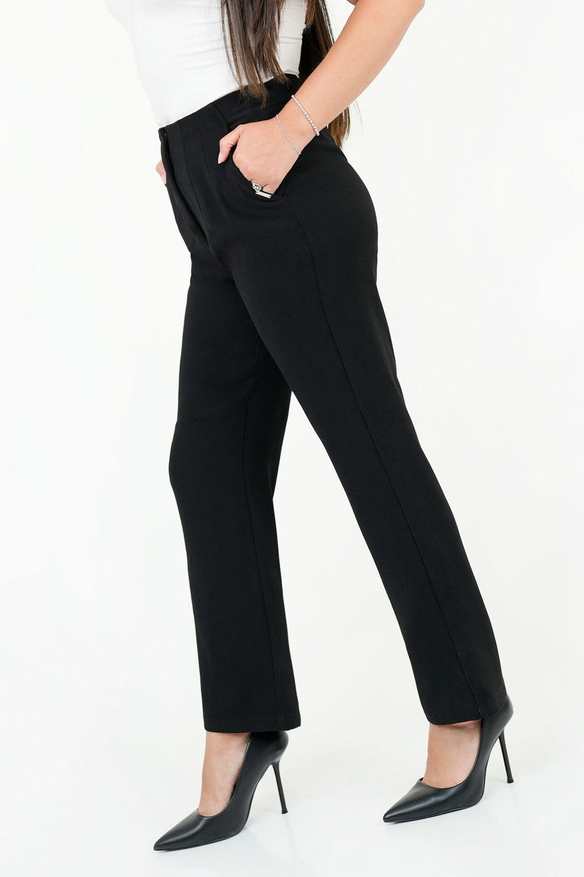 Pantalón Tela Verona con Pinzas y Bolsillos Laterales