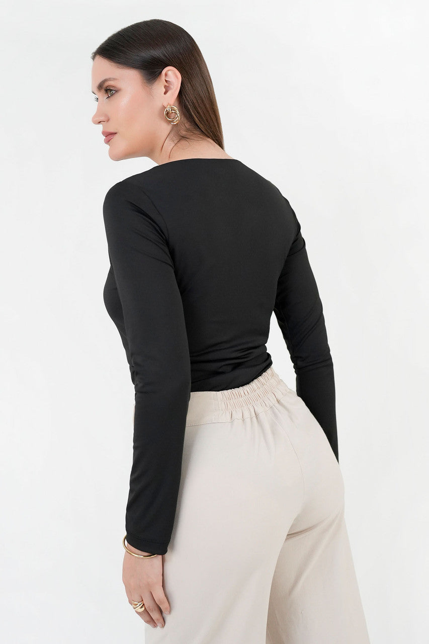 Polo Manga Larga Lycra con Escote Cruzado