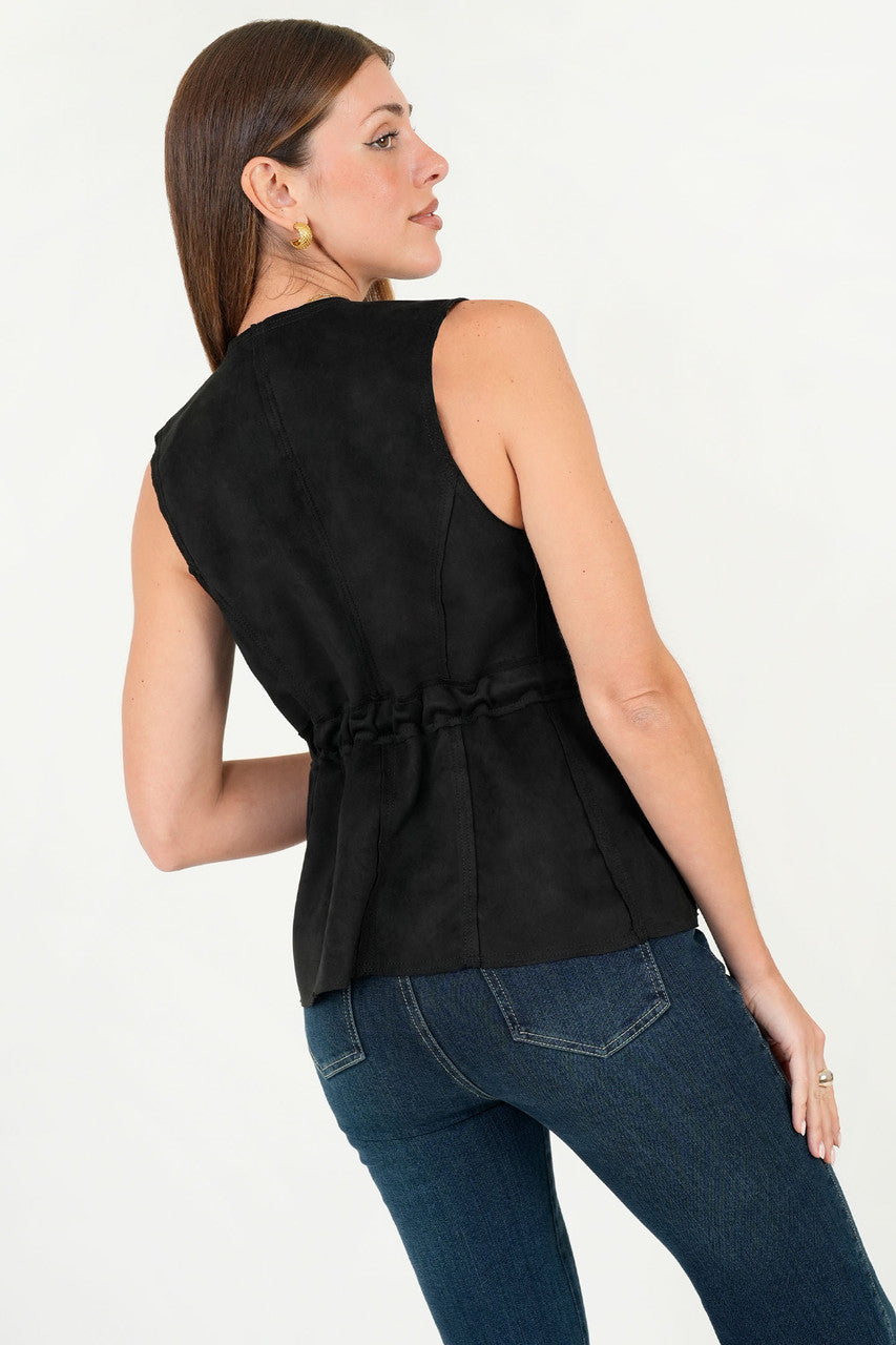 Chaleco Suede con Cremallera y Escote V