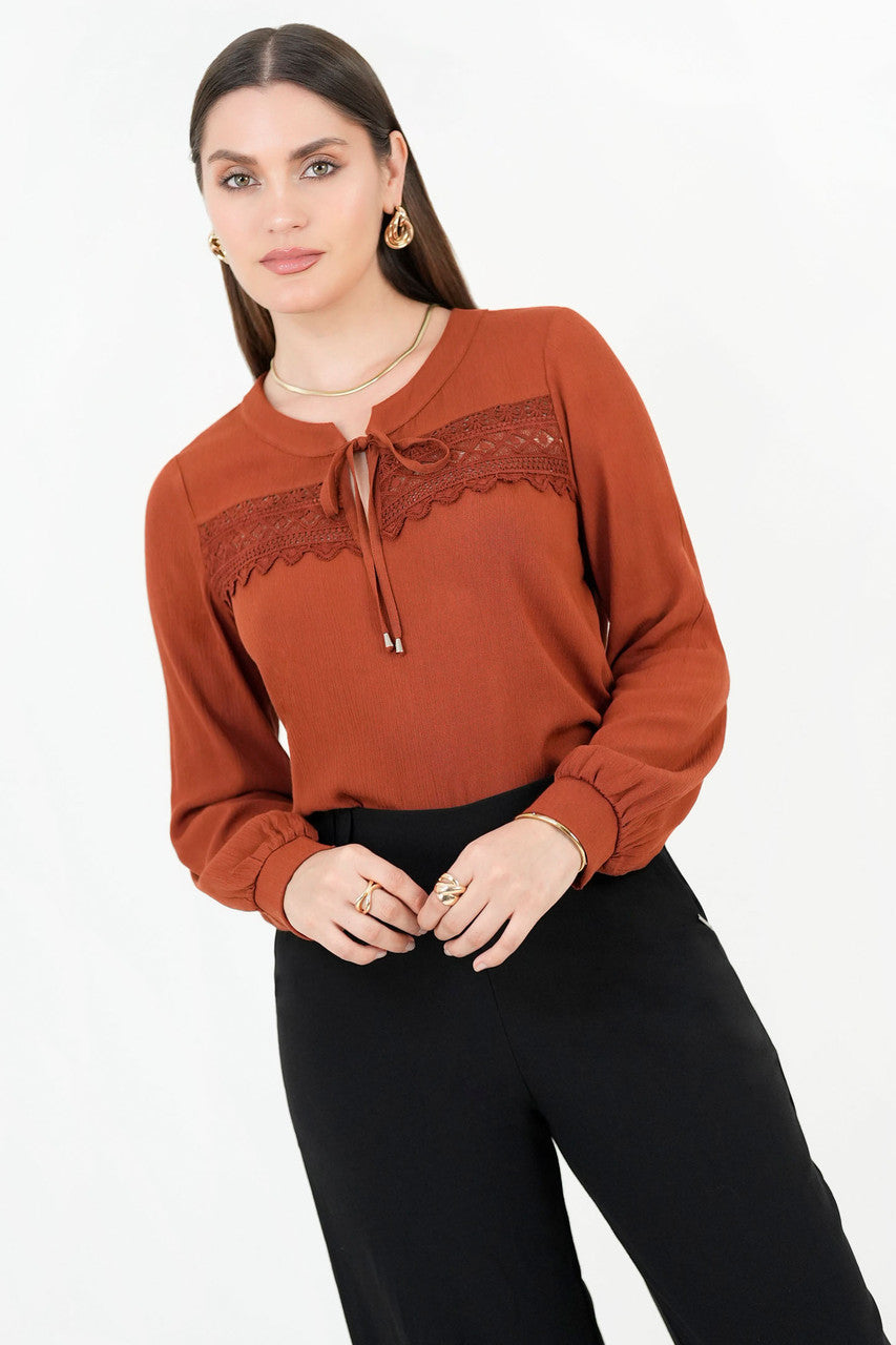 Blusa manga larga en tela Hindu