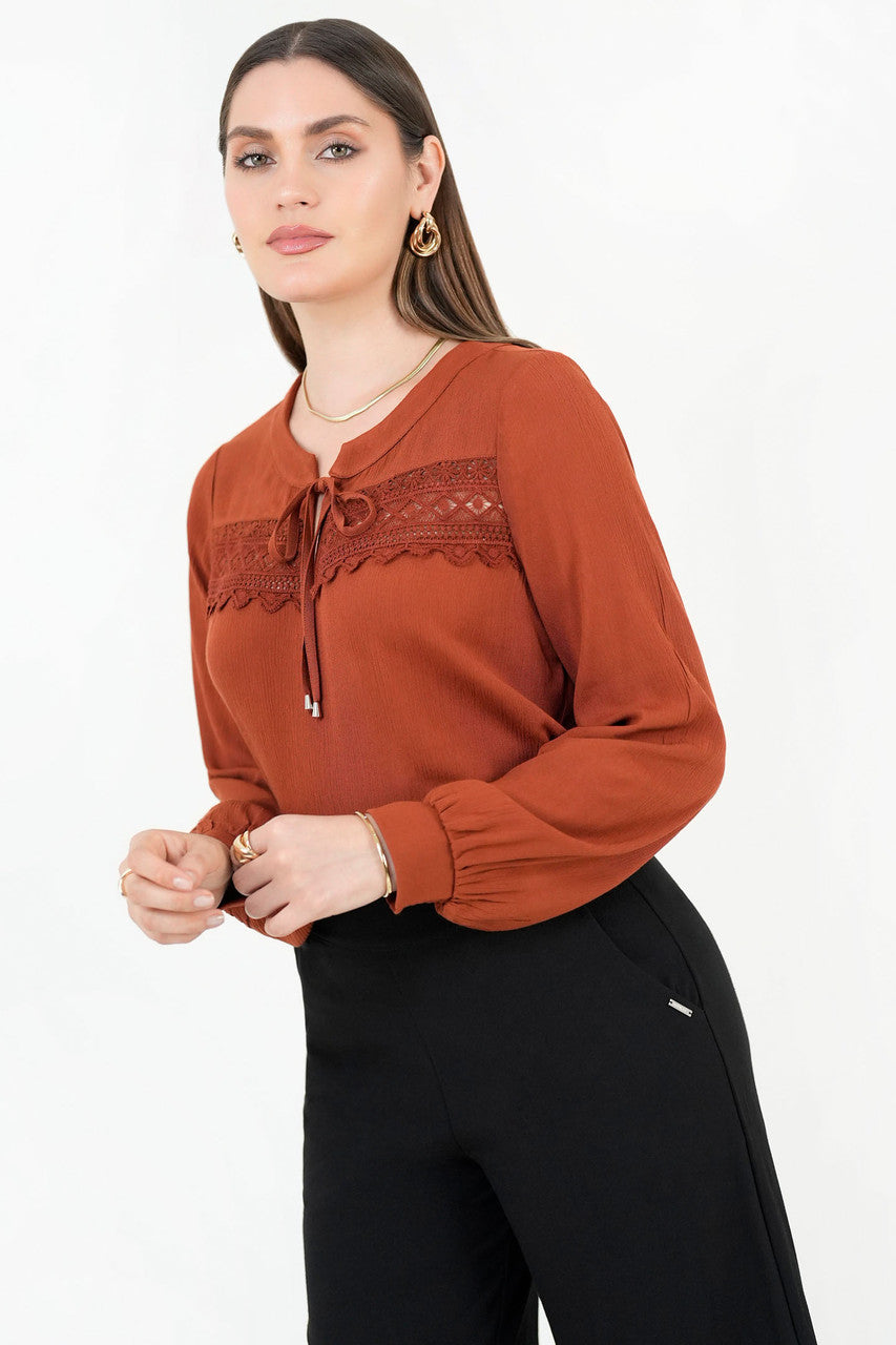 Blusa manga larga en tela Hindu