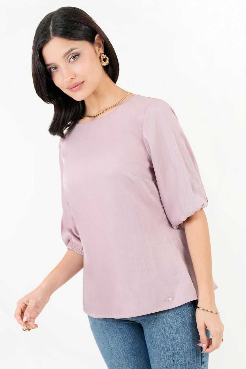 Blusa Manga 3/4 Seda Satinada Escote Ojal
