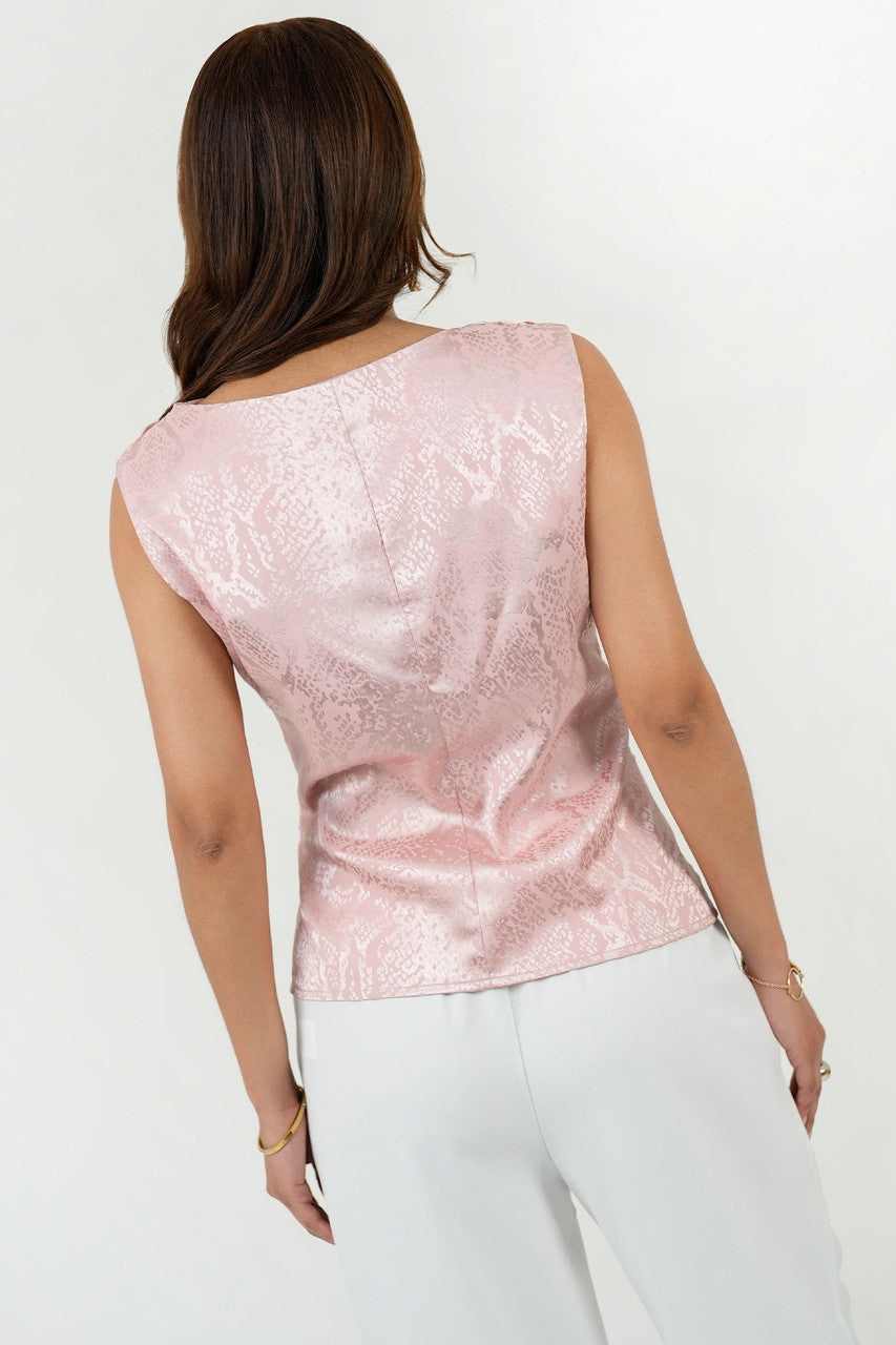 Blusa Escote Caída de Agua con Recogido Lateral