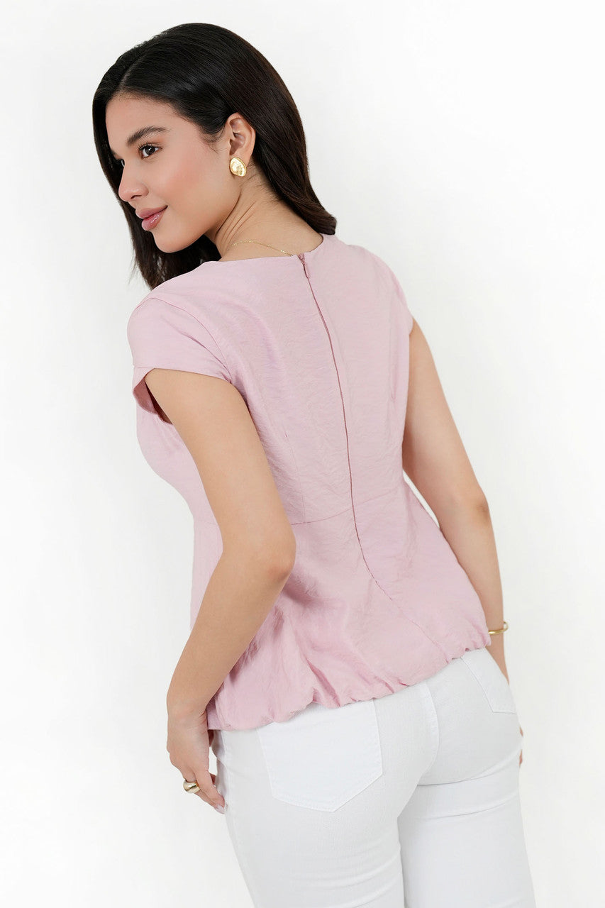 Blusa Manga Corta Seda Bali Manga Tulipán