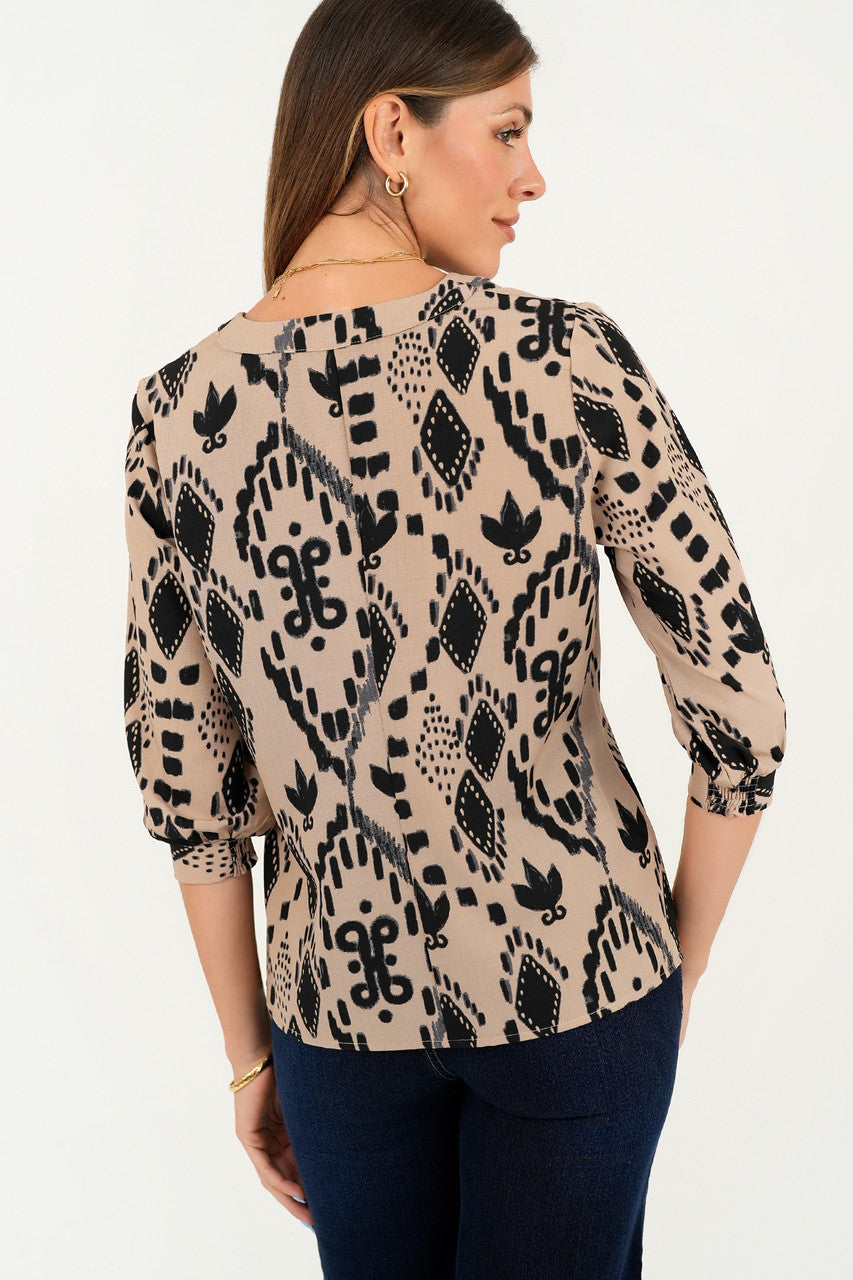 Blusa manga 3/4 Blusa Clásica en Lino Italiano