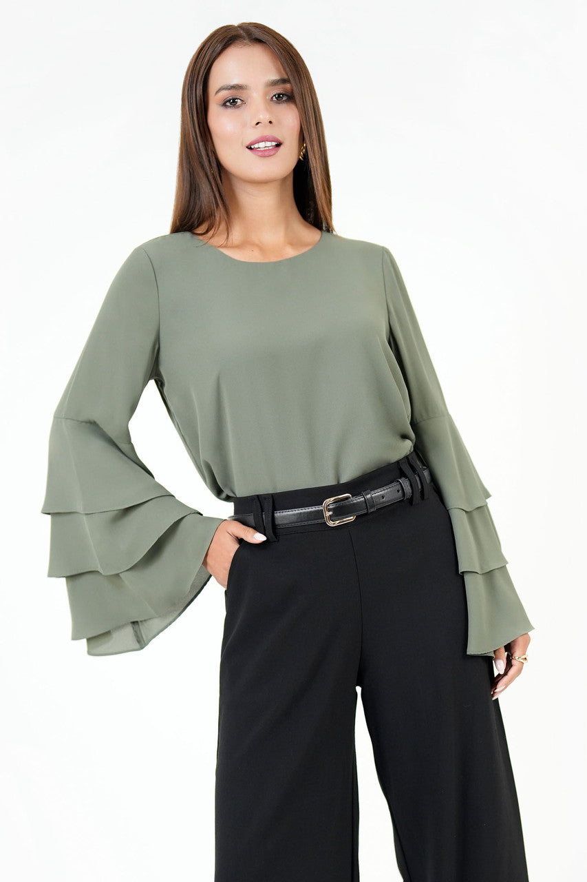 Blusa Manga Larga Gasa Crepe