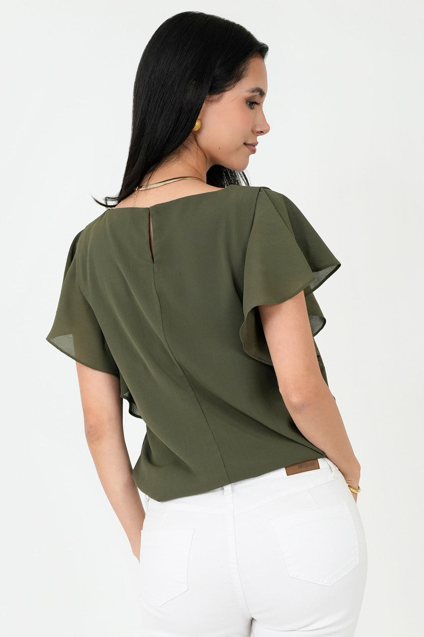 Blusa Gasa Hindú Manga Mariposa Escote Ojal