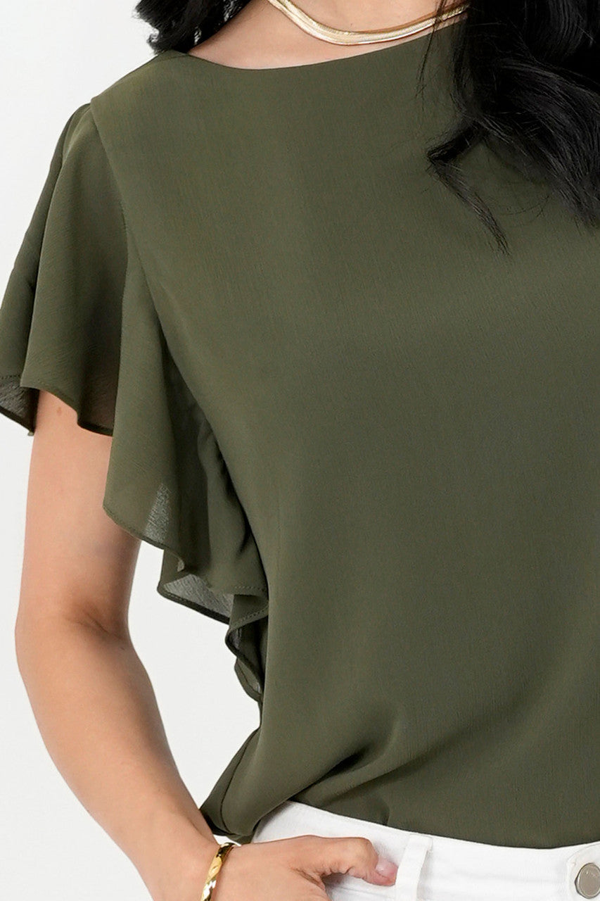 Blusa Gasa Hindú Manga Mariposa Escote Ojal