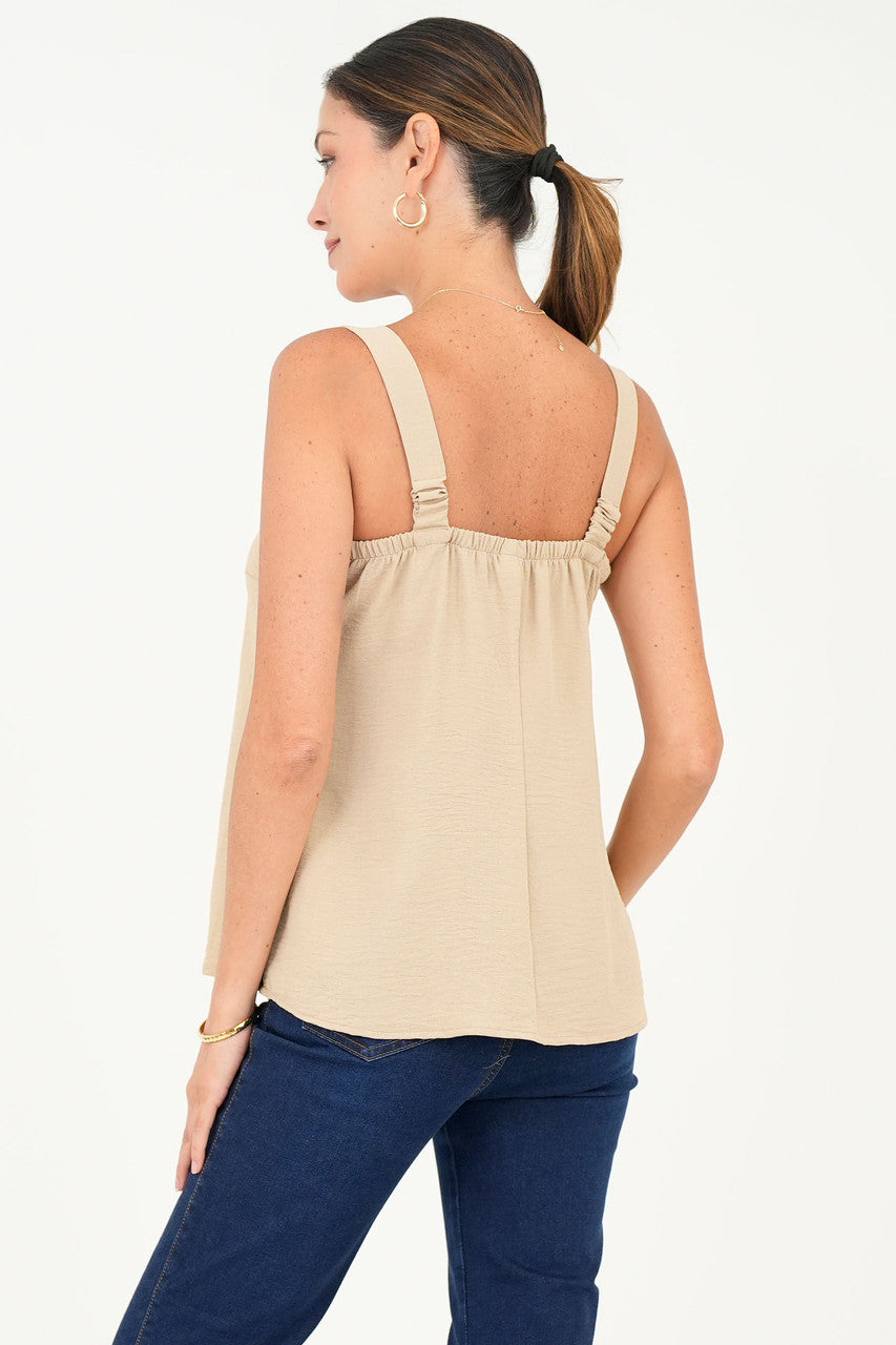Top Vienna Tiras Anchas con Brillo Escote V