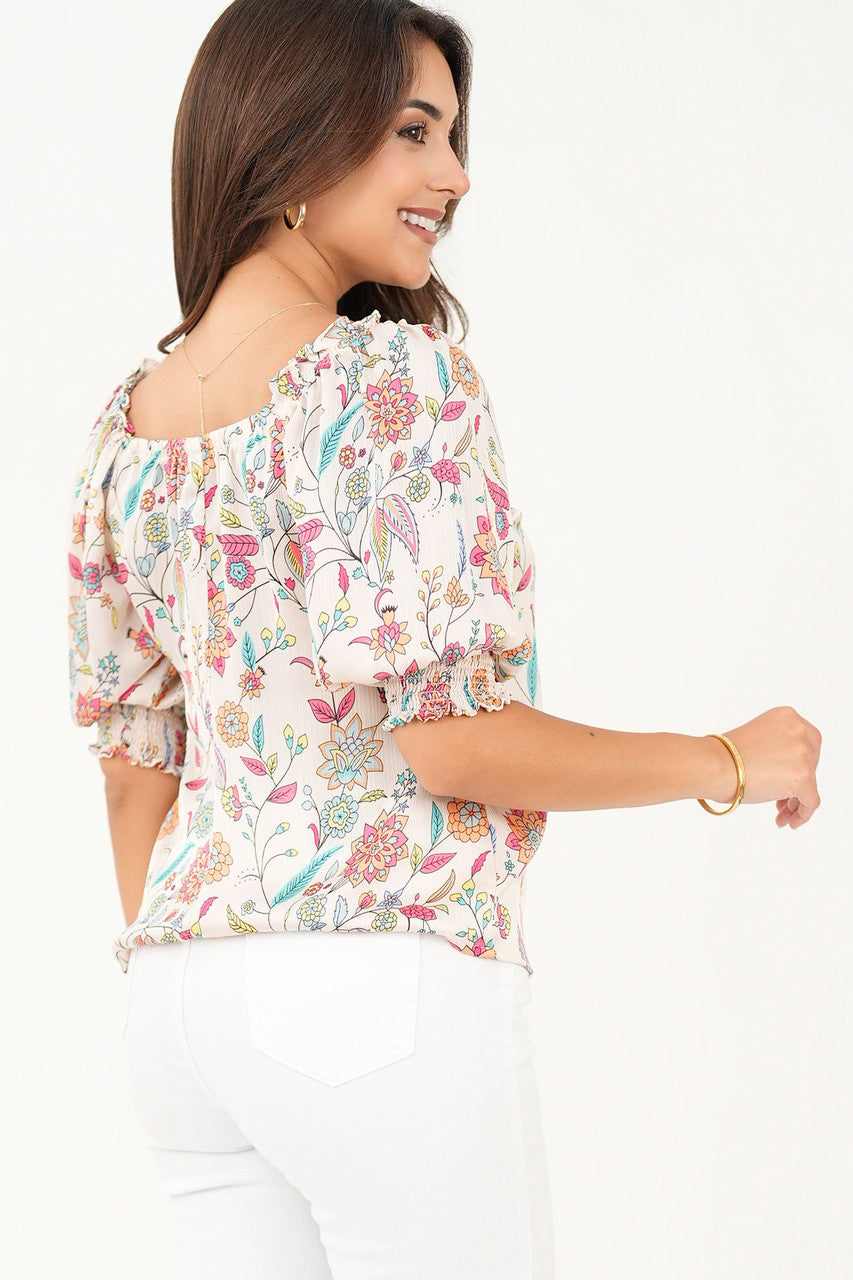 Blusa manga 3/4 semi corazón