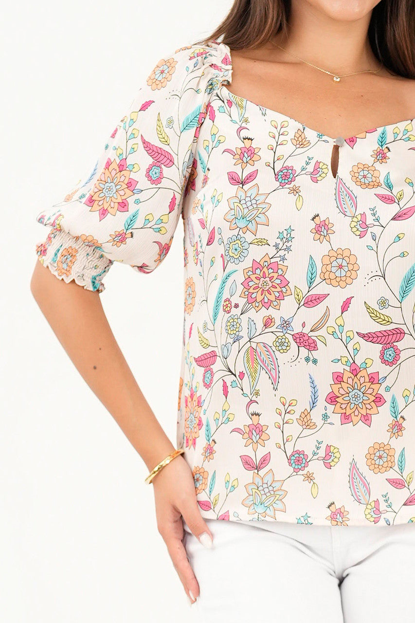 Blusa manga 3/4 semi corazón