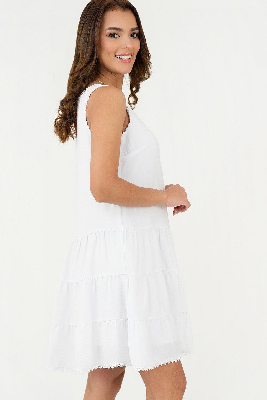 Vestido Manga Cero Escote Ojal