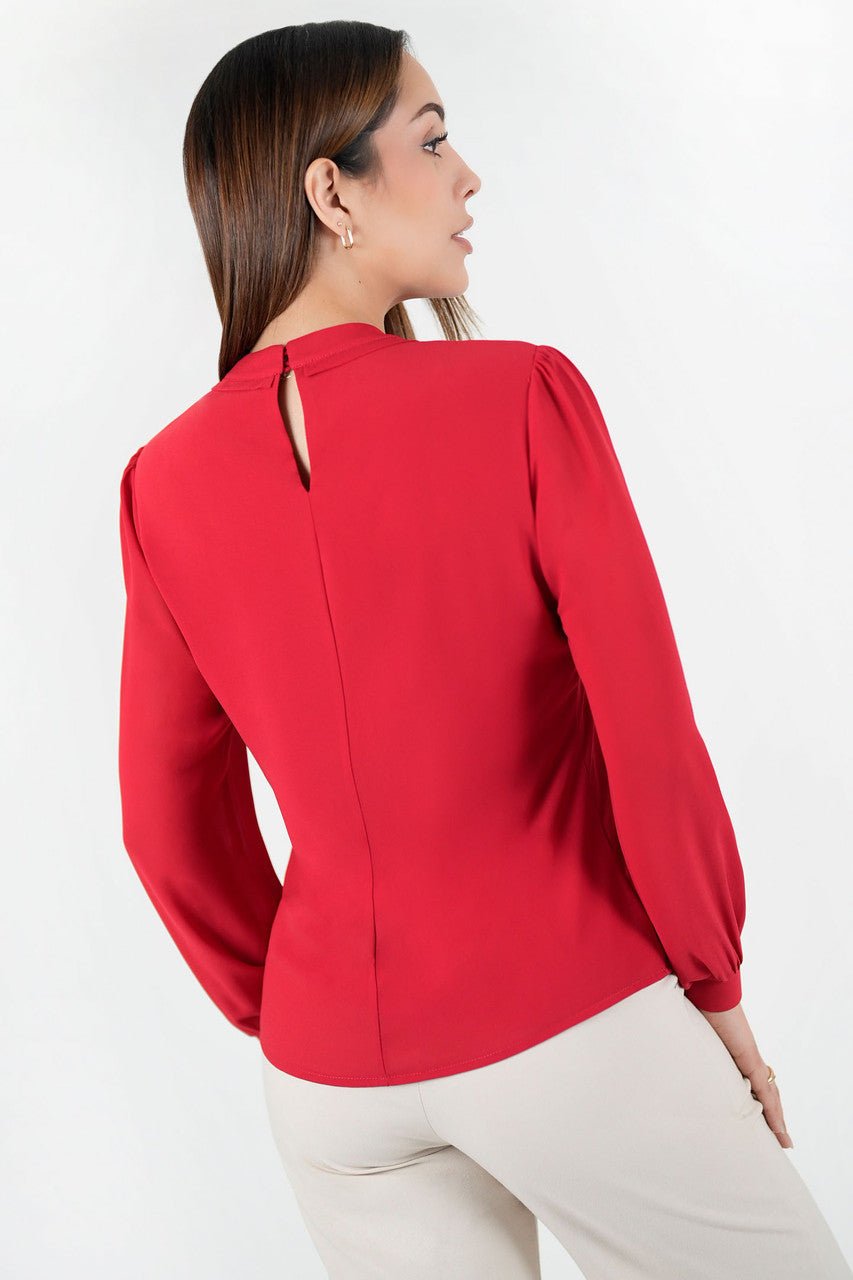 Blusa manga larga con cuello neru