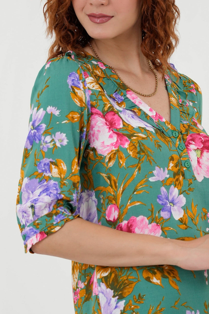 Blusa Manga 3/4 Pechera En V