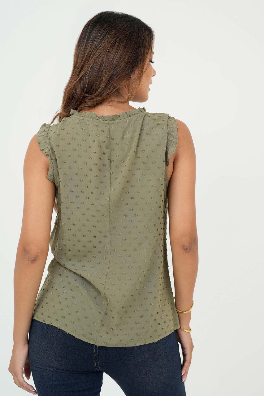 Blusa Manga Cero Pechera Delicada