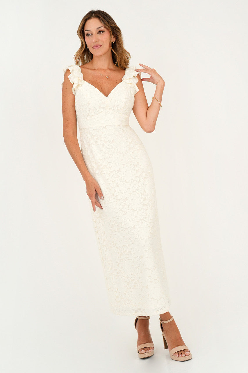Vestido largo con escote corazón y corte princesa