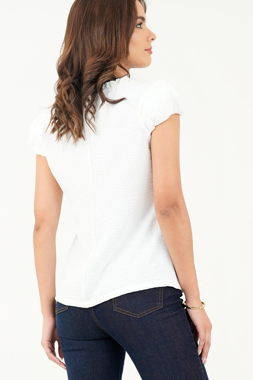 Blusa Bengalina Jacquard con Lazo