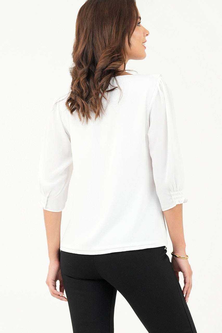 Blusa manga 3/4 escote con ruffle