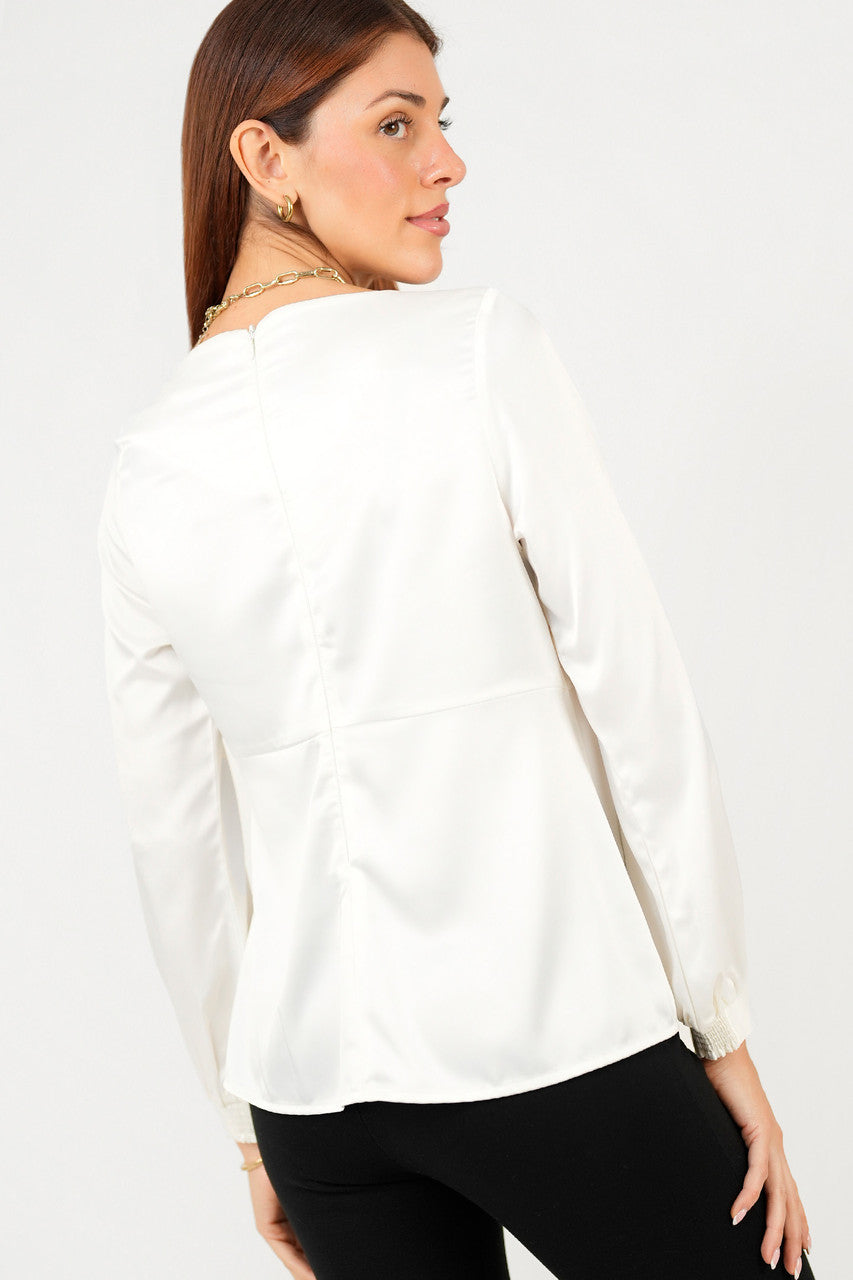 Blusa manga larga Escote redondo