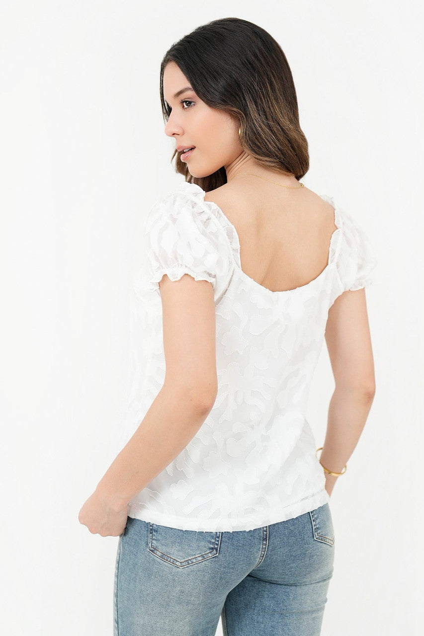Blusa Manga Abullonada Corta Escote Bobito