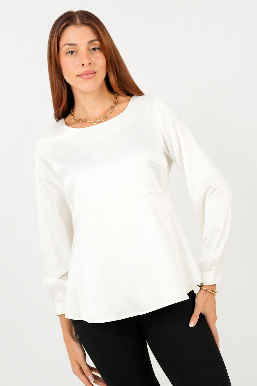 Blusa manga larga Escote redondo