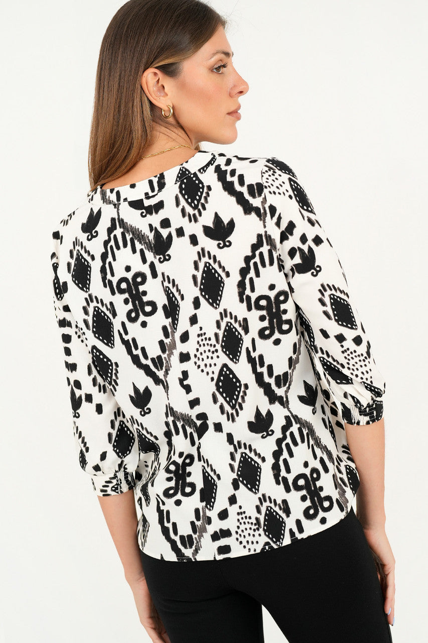 Blusa manga 3/4 Blusa Clásica en Lino Italiano