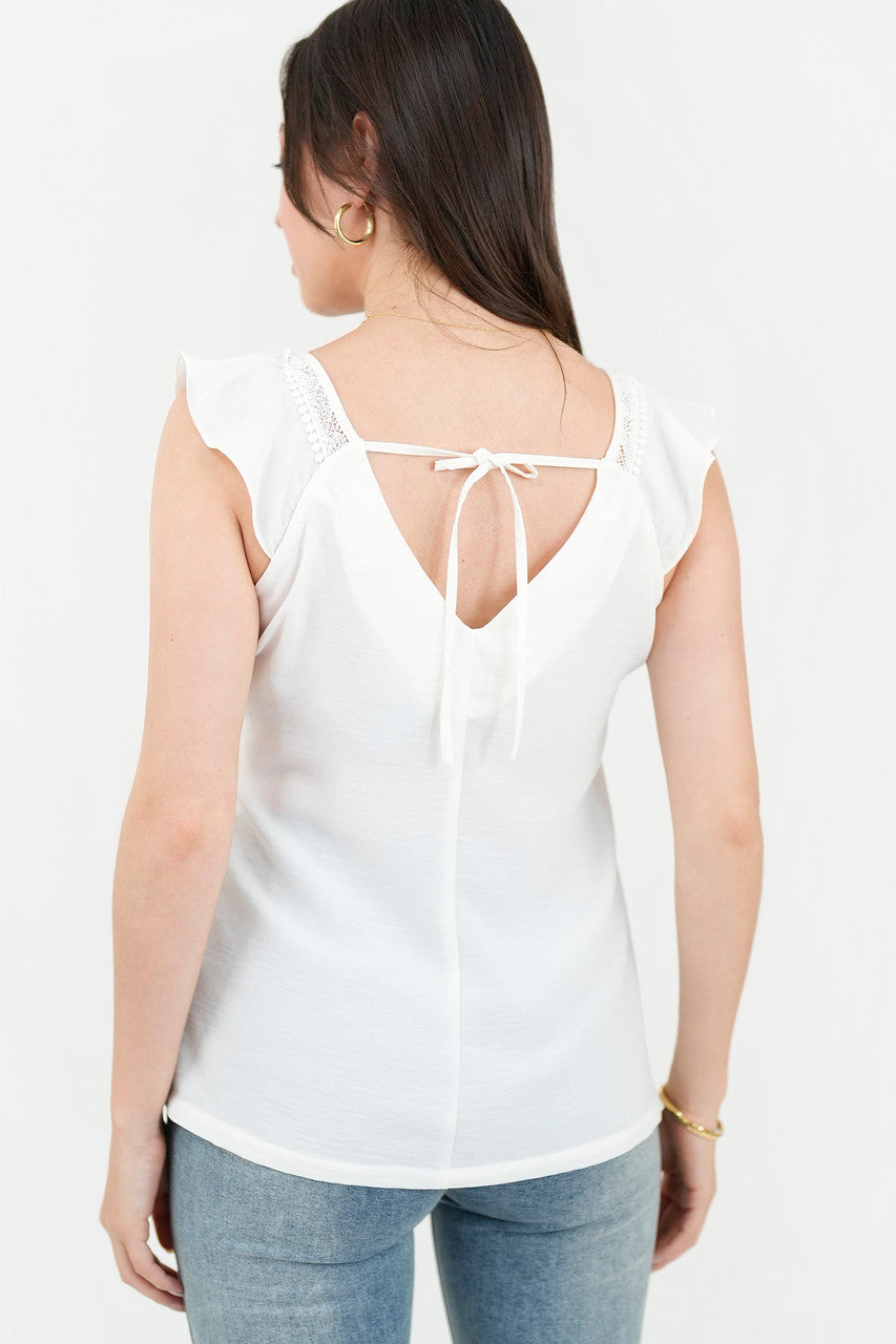 Blusa manga corta bolillo calado