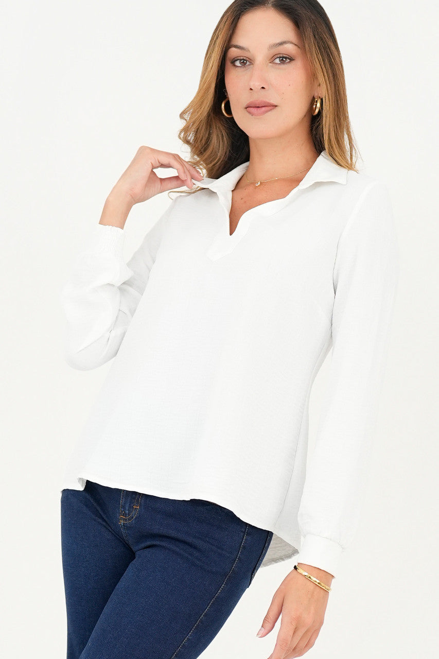 Blusa manga larga cuello sport