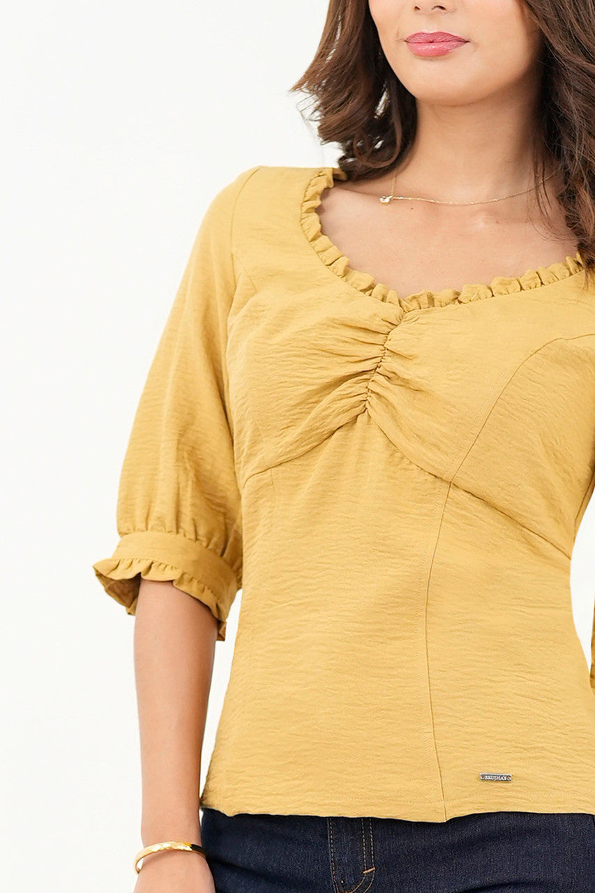 Blusa manga 3/4 Escote con bobito doblado
