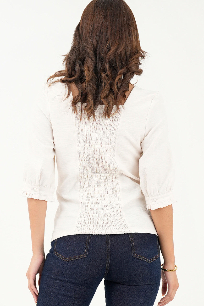 Blusa manga 3/4 Escote con bobito doblado