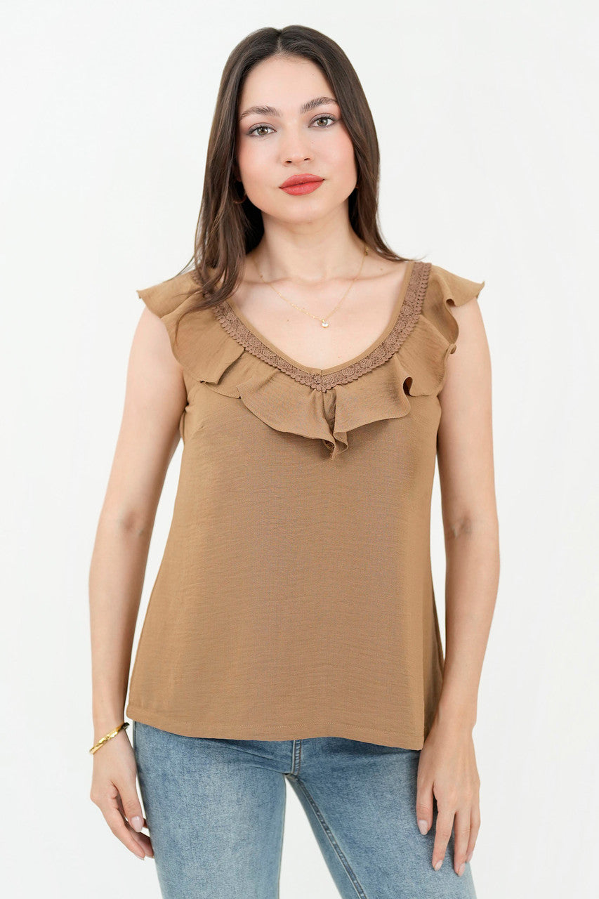 Blusa manga corta bolillo calado