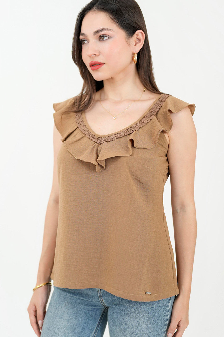 Blusa manga corta bolillo calado