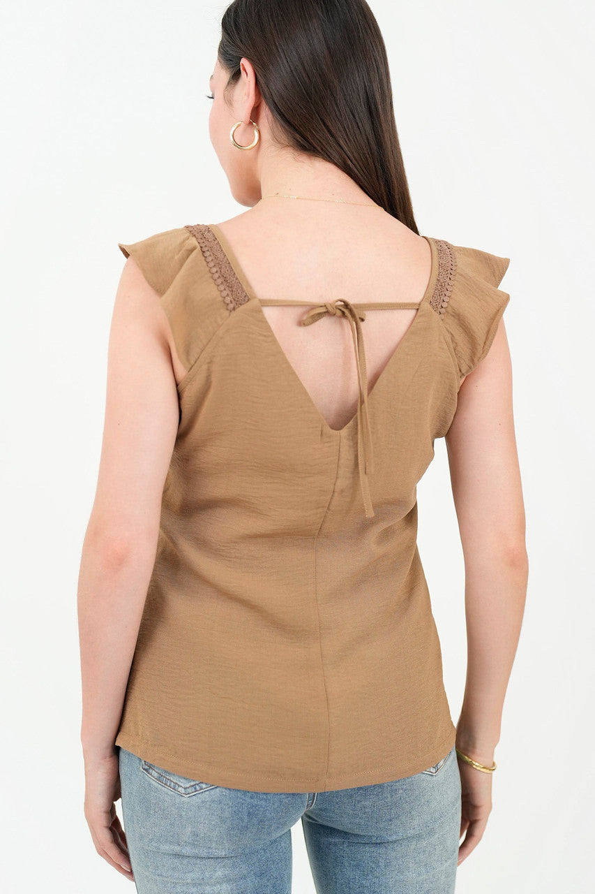Blusa manga corta bolillo calado