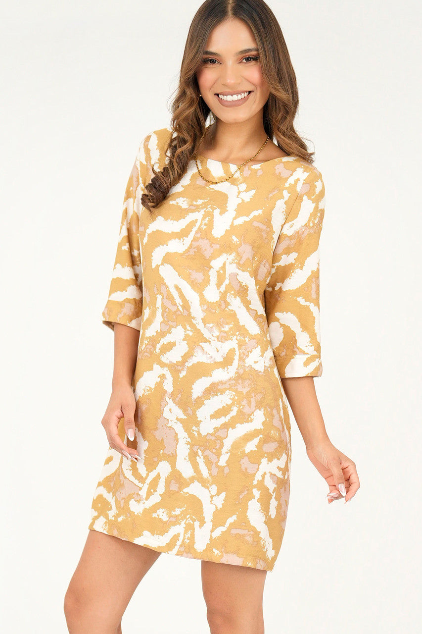 Vestido manga 3/4 escote ojal