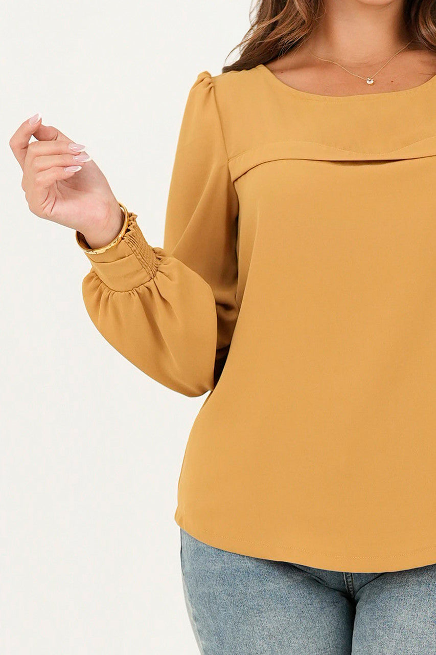 Blusa manga larga pestaña ancha