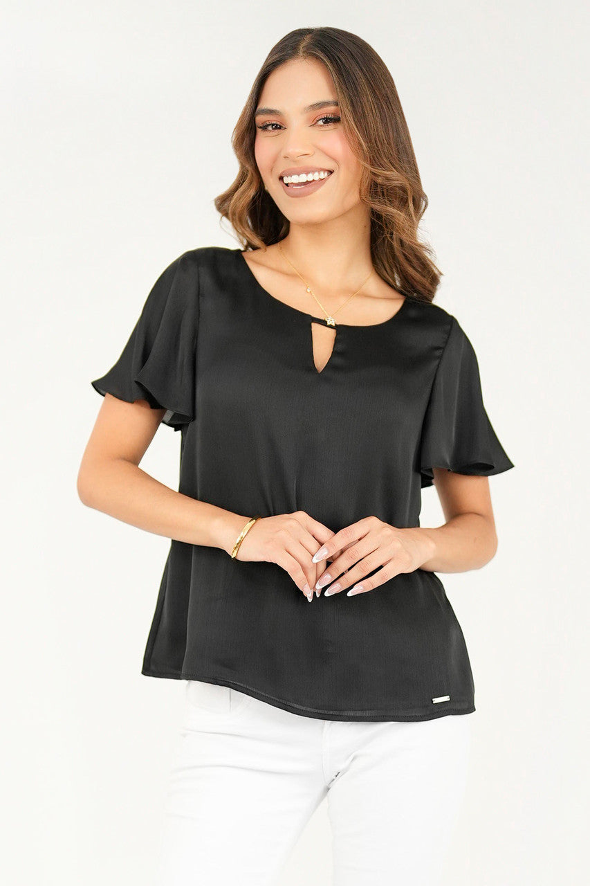 Blusa manga corta acampanada