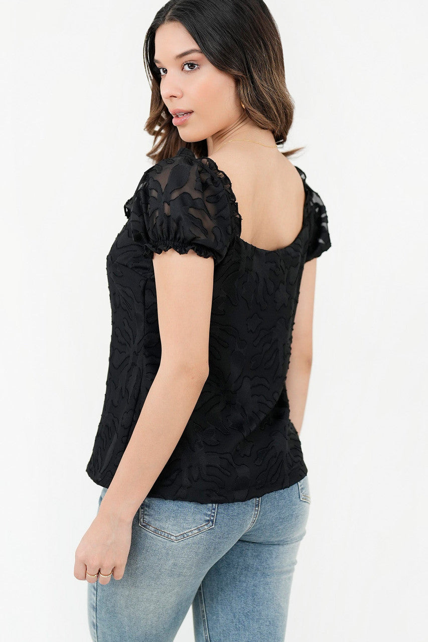 Blusa Manga Abullonada Corta Escote Bobito