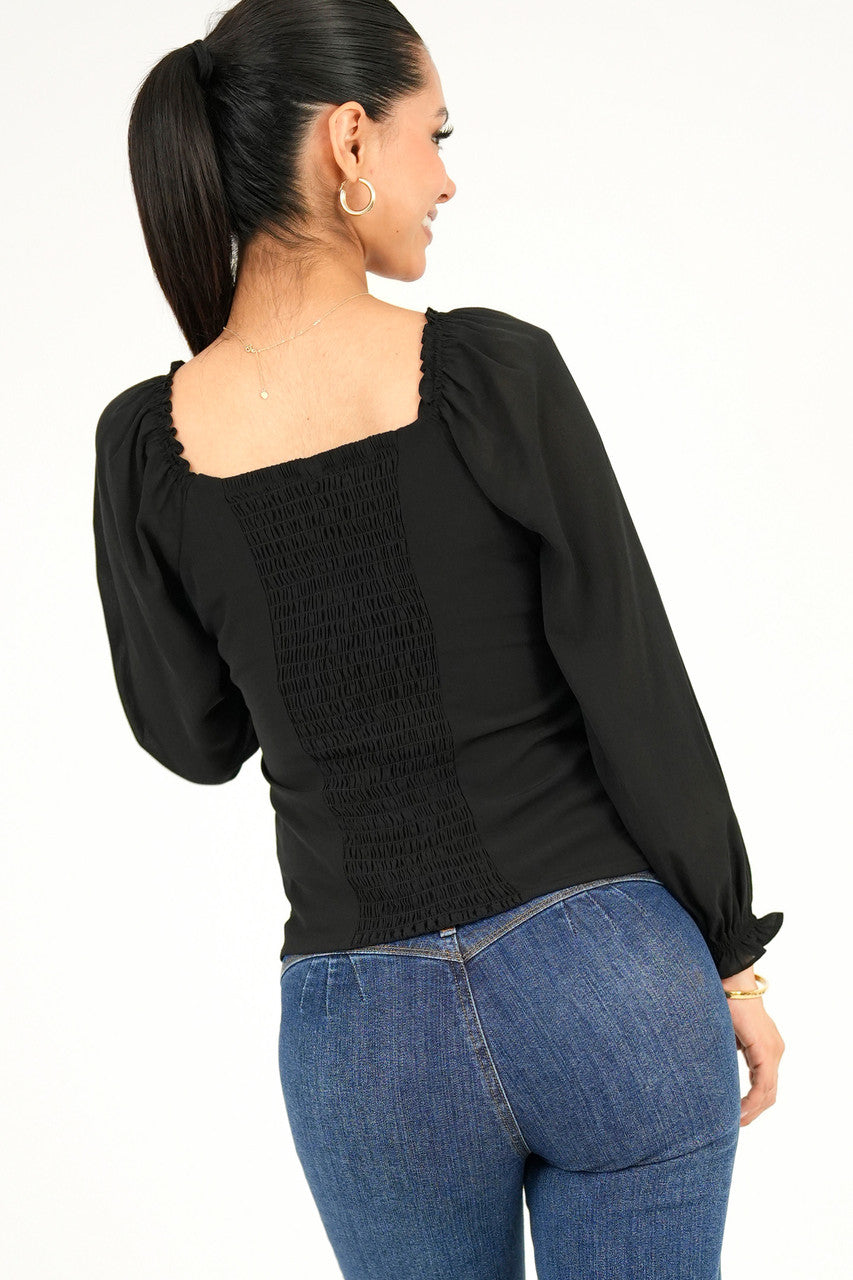 Blusa manga larga Corpiño drapeado