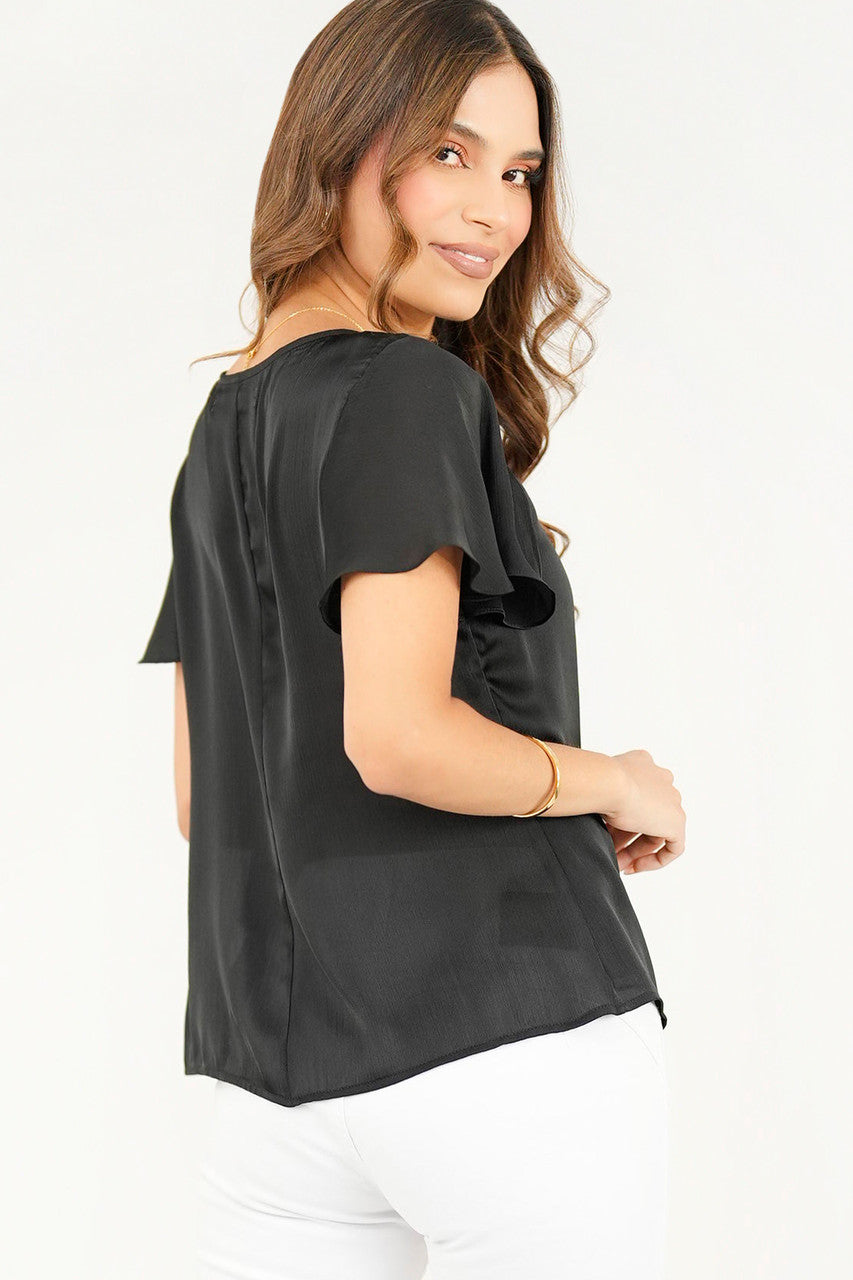 Blusa manga corta acampanada