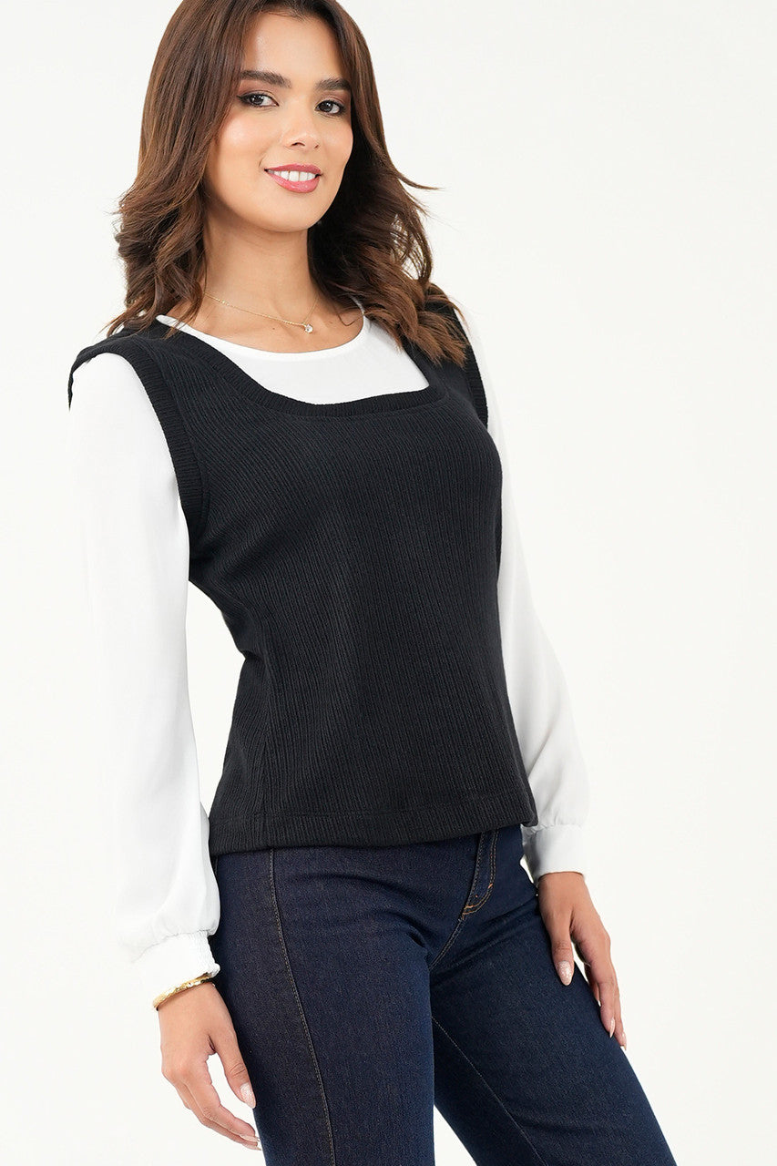 Blusa/Chaleco cuello redondo