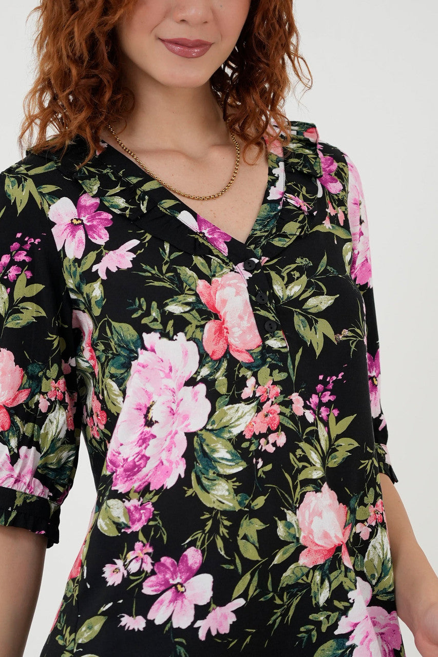 Blusa Manga 3/4 Pechera En V
