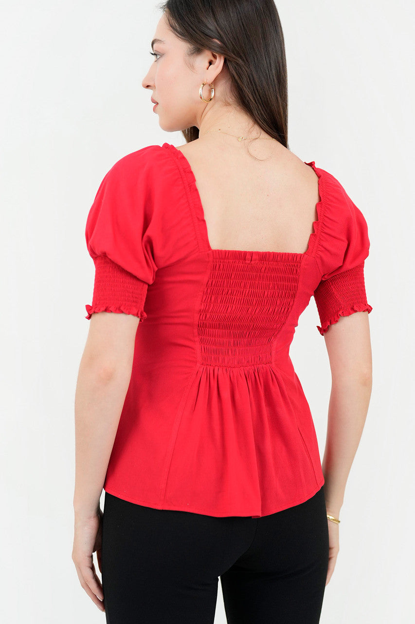 Blusa manga corta busto recogido