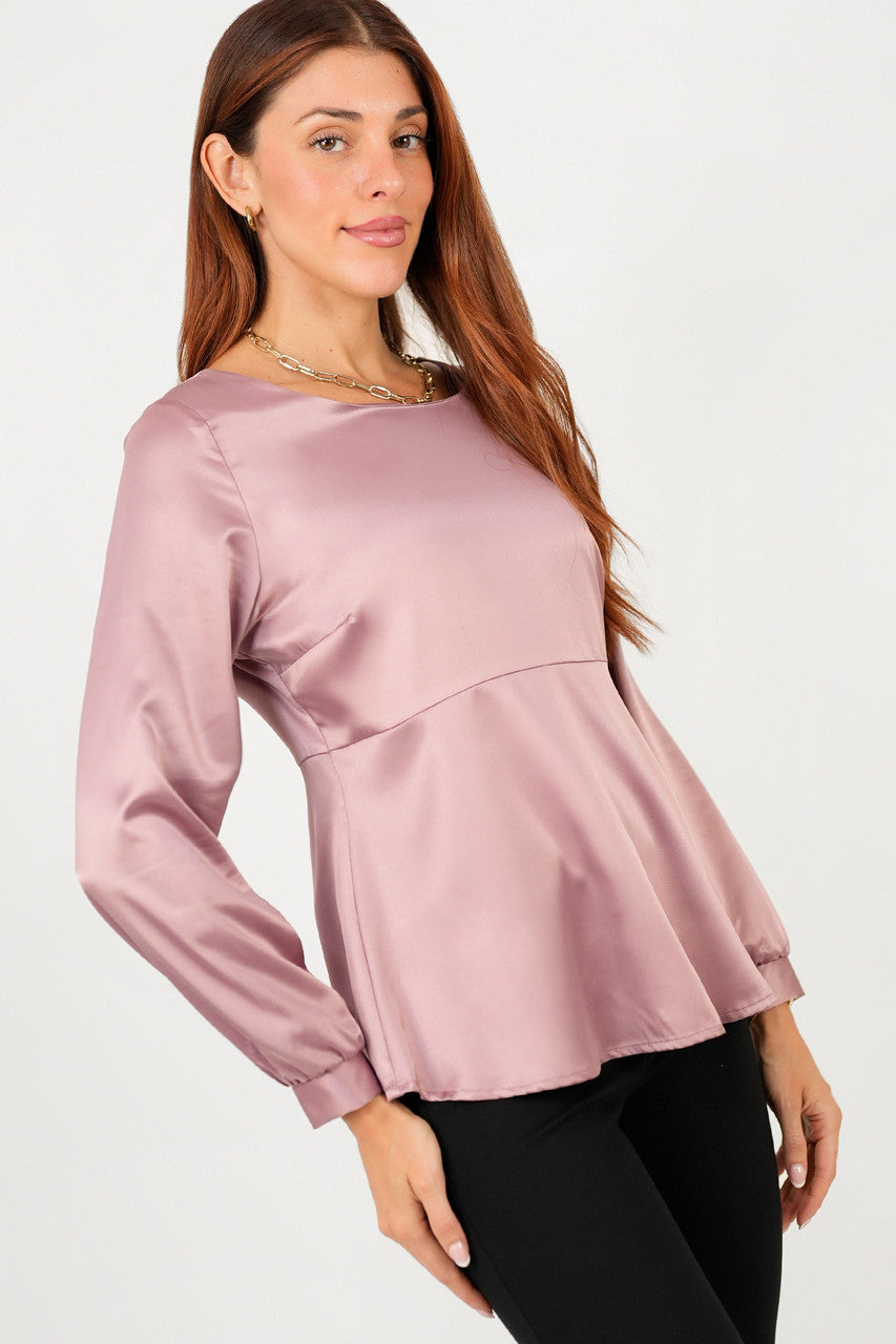 Blusa manga larga Escote redondo