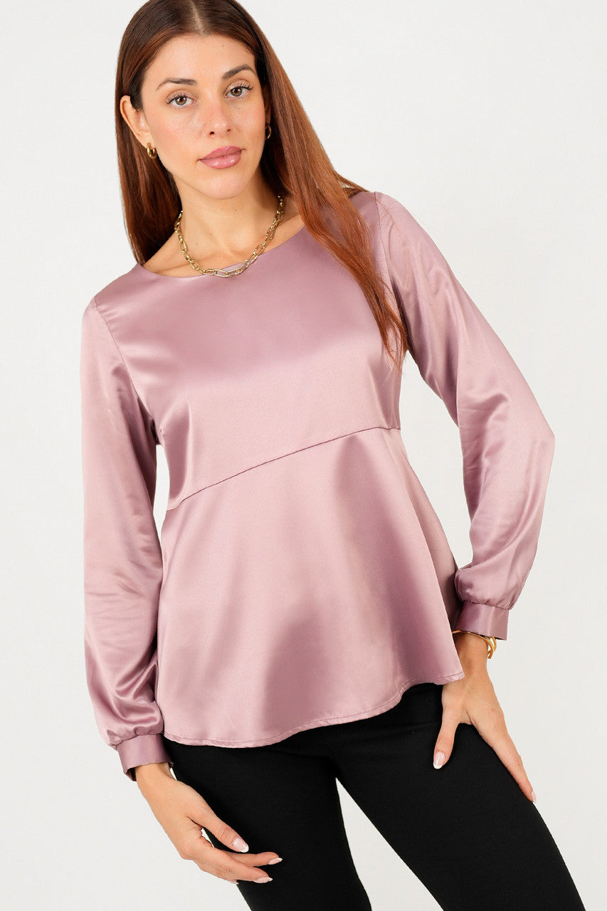 Blusa manga larga Escote redondo