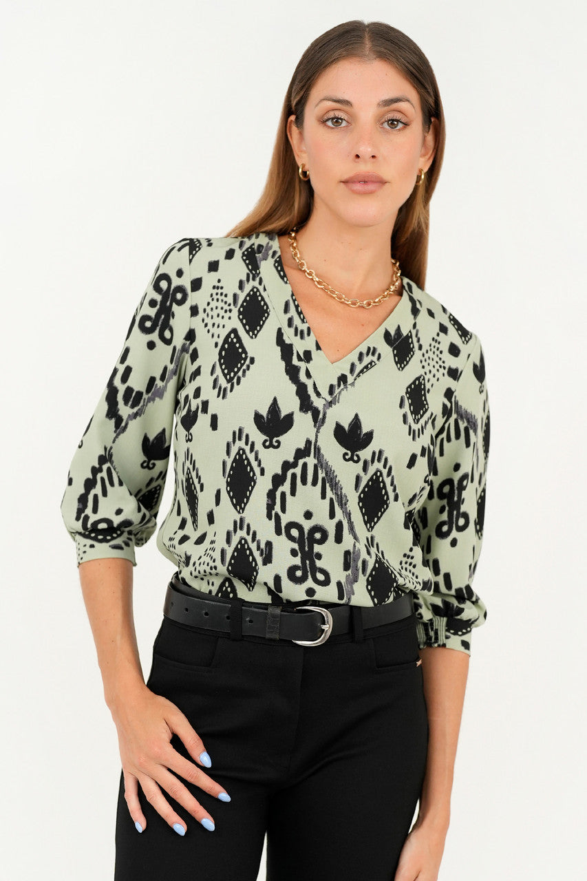 Blusa manga 3/4 Blusa Clásica en Lino Italiano
