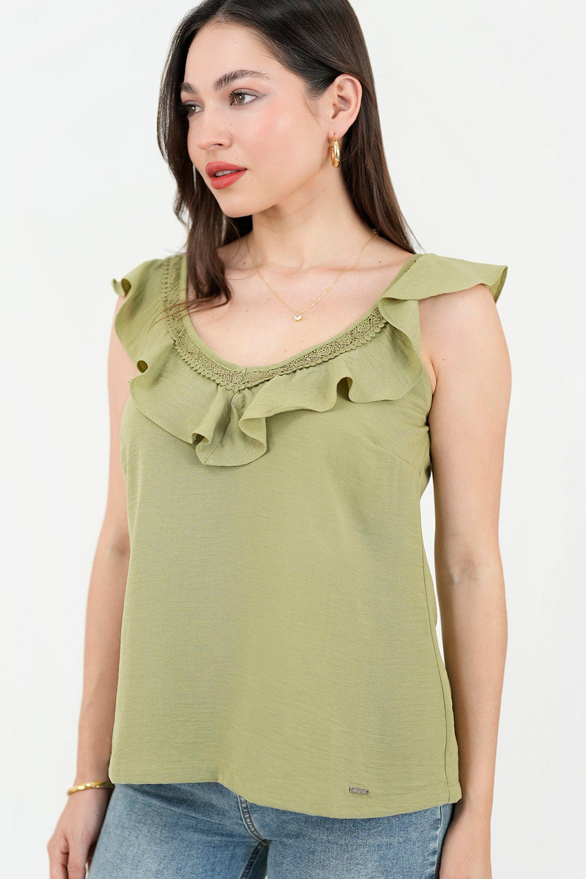 Blusa manga corta bolillo calado