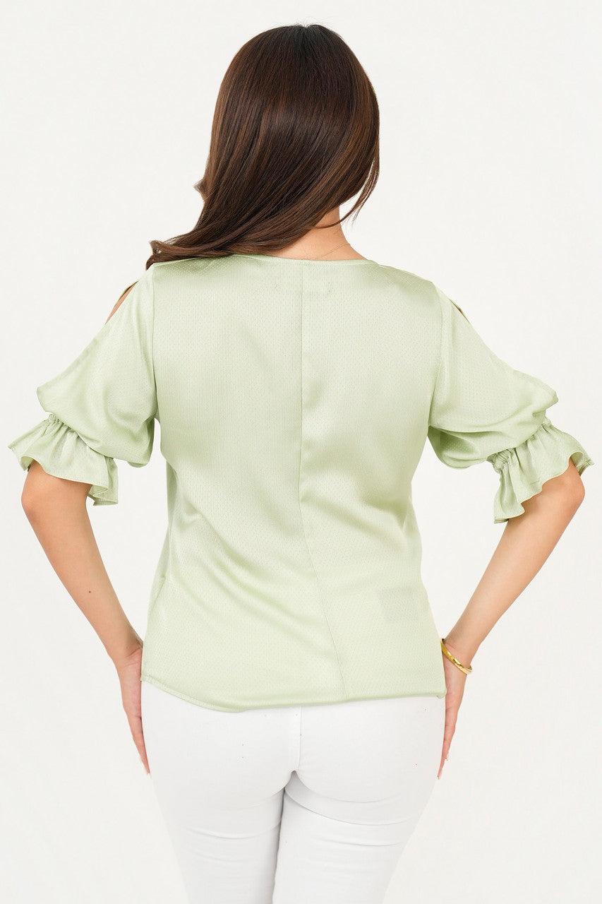 Blusa manga 3/4 manga con ruffle